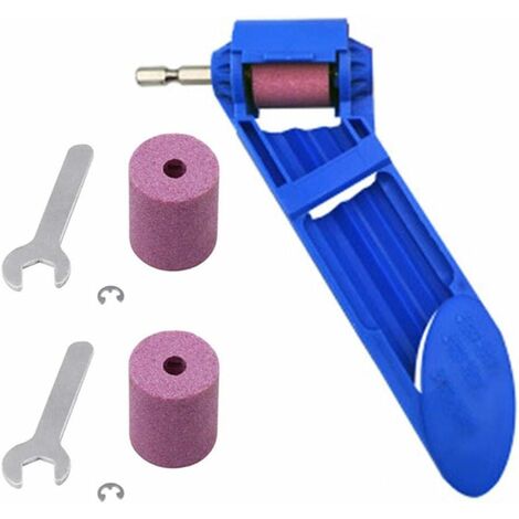 Outil De Meulage De Foret De Diamant Hélicoïdal Pour Affûteuse De Dureté élevée De Main De Diamant Meuleuse De Forage Portable, Mèche à Base De Fer Avec Clé Et Roue De Meulage，Bleu