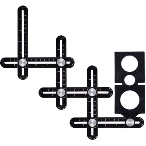 Outil de modèle, outil de modèle de gabarit d'angle, outil de modèle de règle de mesure multi-angles, modèle d'angle en alliage d'aluminium, modèle d'angle à 6 ctés, règle multi-angle