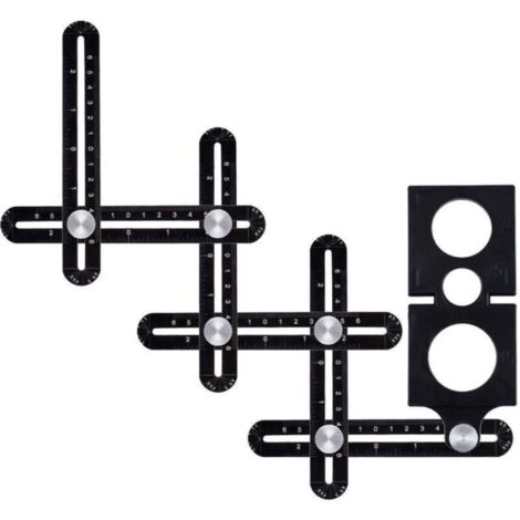 Outil de modèle, outil de modèle de gabarit d'angle, outil de modèle de règle de mesure multi-angles, modèle d'angle en alliage d'aluminium, modèle d'angle à 6 ctés, règle multi-angle