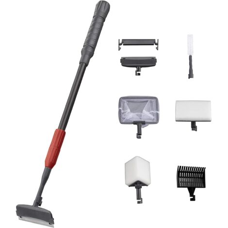 Outil de nettoyage d'aquarium Kit 6 en 1 avec filet pêche, grattoir à algues, balai gravier, brosse tuyau, éponge -