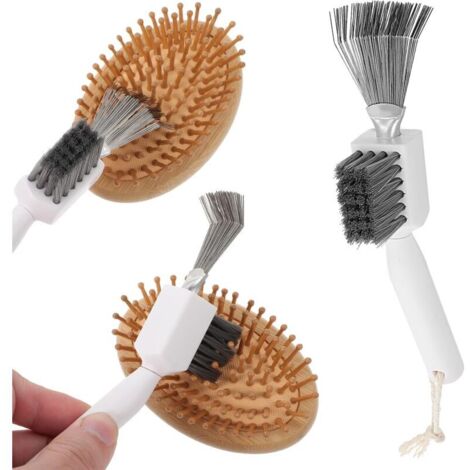 Outil de nettoyage de brosse à cheveux. nettoyeur de brosse à cheveux 2 en 1. nettoyeur de peigne en fil métallique à double action pour éliminer les poils des brosses et peignes à cheveux