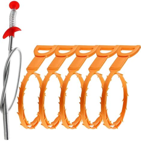 Outil de nettoyage de canalisation d'évier de 50 cm (20 pouces), ensemble de 6 déboucheurs de canalisations avec cheveux