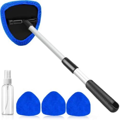 Outil de nettoyage de pare-brise, nettoyant pour vitres de voiture, lave-glace avec 4 lingettes en microfibre réutilisables et lavables.