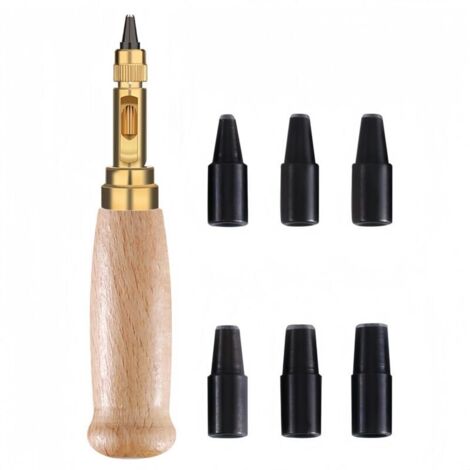 Outil de Perforation de Cuir Automatique,Perforatrice de Cuir avec 6 Poinçons de Trou Remplaçable pour Couture,Papier,Artisanat(1.5mm - 4mm)