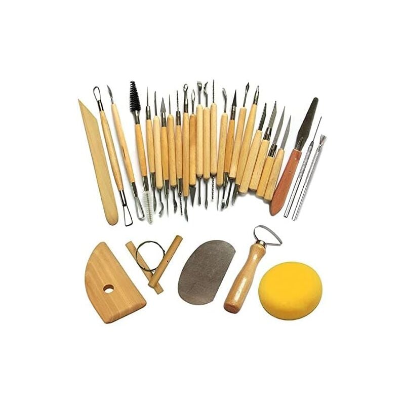 Fitags - Outil de Poterie Outils de Sculpture Argile Burin pour Potier / Artiste de Céramique Kit 30 Pcs
