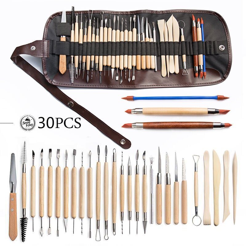 Outil de Poterie Outils de Sculpture Argile Burin pour Potier / Artiste de Céramique Kit 30 Pcs Autres outils spécialisés