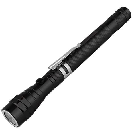 Outil de ramassage de tête magnétique extensible flexible télescopique de lampe de poche 3LED portable, noir