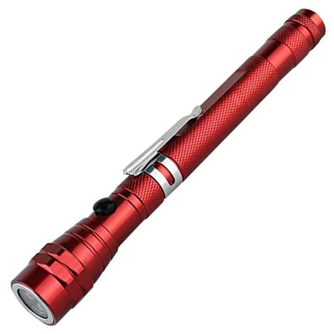 Outil de ramassage de tête magnétique extensible flexible télescopique de lampe de poche 3LED portable, rouge