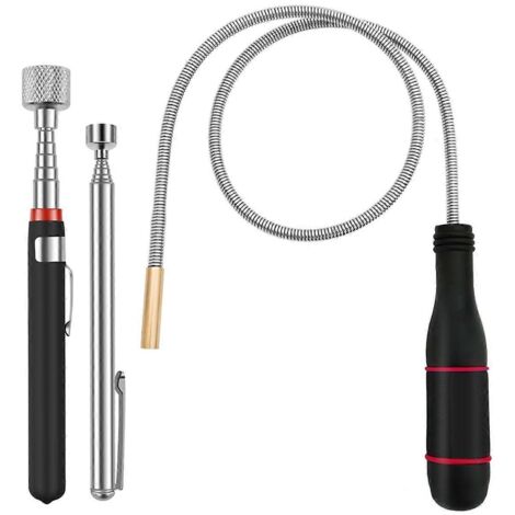 Outil de ramassage magnétique (lot de 3), outil de ramassage magnétique flexible et pliable