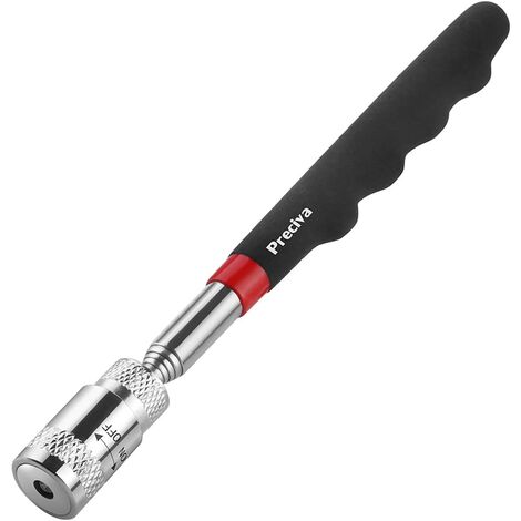 Outil de ramassage magnétique, outil de ramassage magnétique télescopique avec poignée en mousse et lumière LED extensible de 19 à 69 cm idéal pour les coins et les endroits sombres