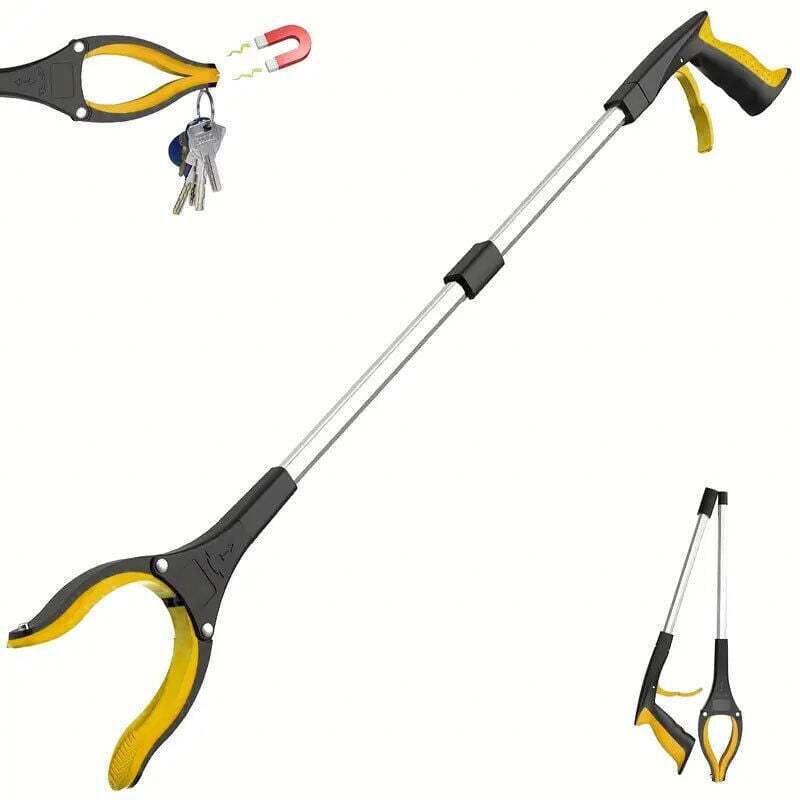 Outil de Ramassage, Pince de Préhension en Aluminium, Outil d’Aide Extension Pliable 180°, Tête Rotatif 90°, Pince Magnétique en Caoutchouc pour