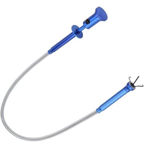 Outil de Ramasseur Magnétique Flexible à 4 Griffes avec LED, Balayeuse de Ramassage de Tuyau Pliable, Outil D'assistance à Longue Portée pour Ramassage de Litière, Vidange D'évier de Maison, Bleu