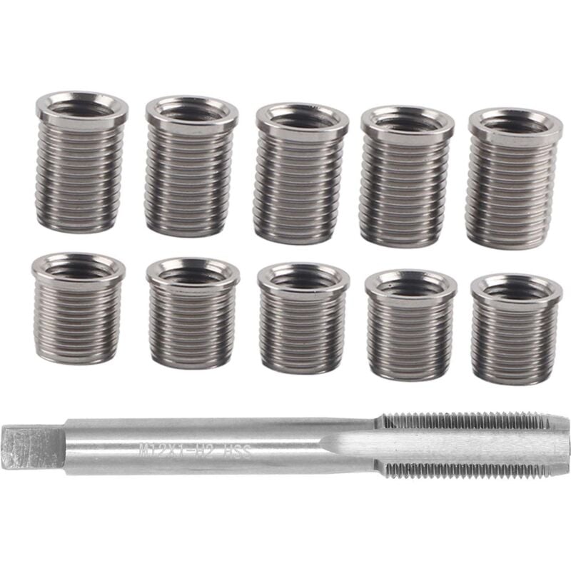 Jeffergarden - Outil de réparation de filetage de bougie d'allumage Boulon M10x1.0 + M12x1.0 Kit de matériel d'accessoires automatiques pour robinet