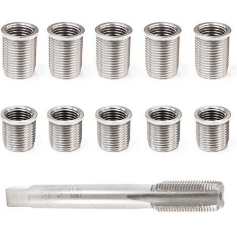 Outil de réparation de filetage de bougie d'allumage Boulon M10x1.0 + M12x1.0 Kit de matériel d'accessoires automatiques pour robinet