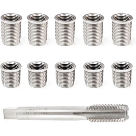 Outil de réparation de filetage de bougie d'allumage Boulon M10x1.0 + M12x1.0 Kit de matériel d'accessoires automatiques pour robinet