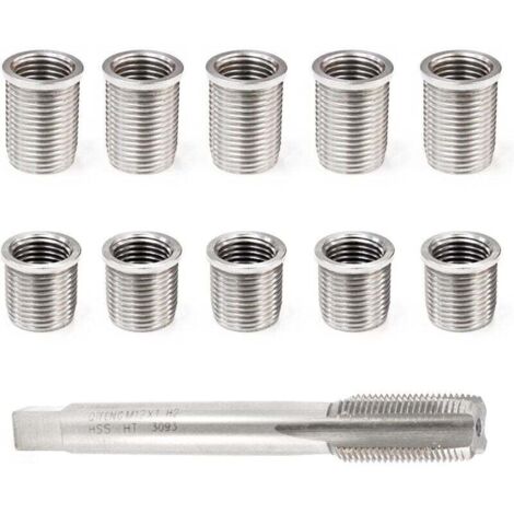 Outil de réparation de filetage de bougie d'allumage Boulon M10x1.0 + M12x1.0 Kit de matériel d'accessoires automatiques pour robinet