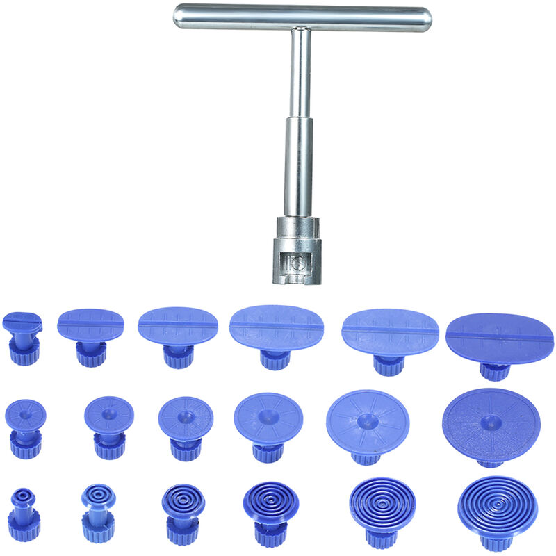 Outil De Reparation De Leve-Bosses De Voiture Dent Sans Peinture Enlever Le Marteau Coulissant De Barre En T 18 Pieces Onglets Pour Les Dommages