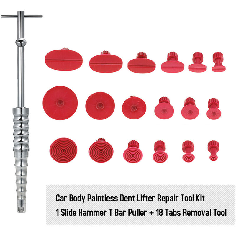 Outil De Reparation De Leve-Bosses Sans Peinture Pour Carrosserie De Voiture, Marteau A Glissiere, Extracteur De Barre En T + Outil De Retrait De 18