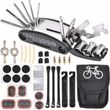 Outil de réparation vélo multifonctionnel pliable, 16 en 1, acier inoxydable, kit portable de maintenance Ortviai