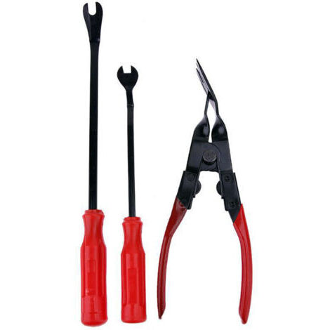 Outil de retrait de garniture Pinces à rivets rouges et noires, pinces, pinces de garniture de porte, pour retirer les tableaux de bord de panneau de porte de voiture Retirer les clips de