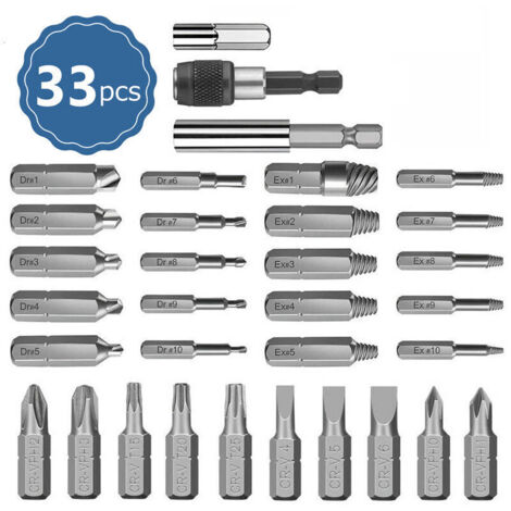 Outil de retrait de vis cassées en acier à grande vitesse 33pcs