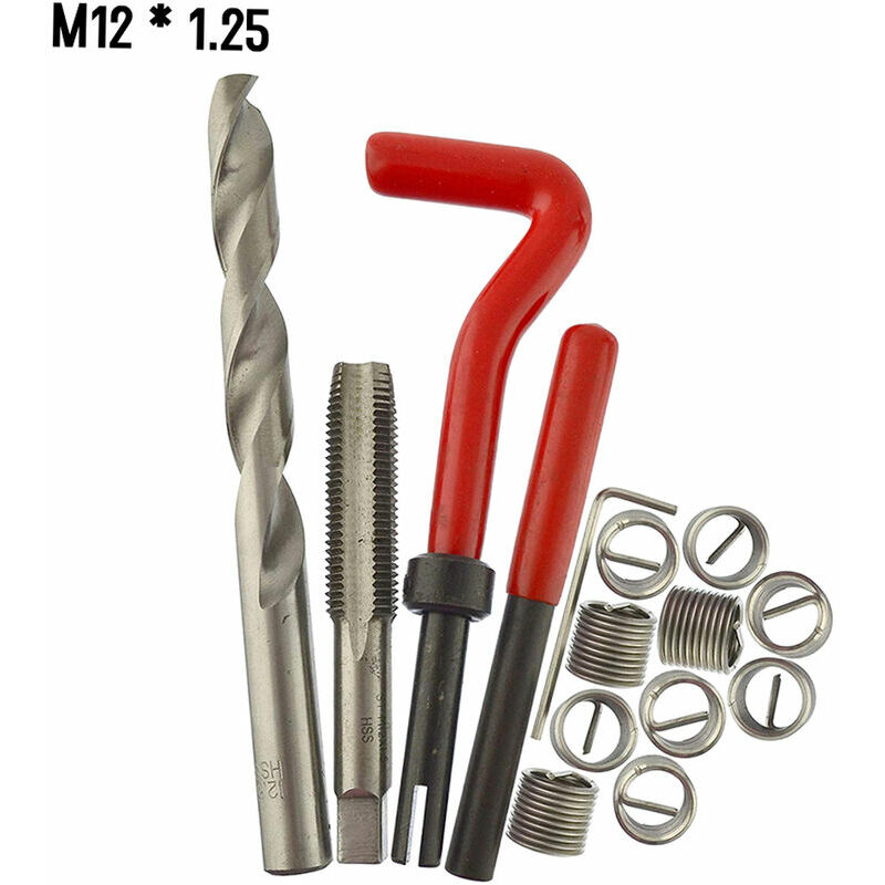Lucky-88 - Outil de réparation de taraudage de filetage automatique Fil de taraudage de bougie d'allumage Ensemble d'outils de réparation de filetage