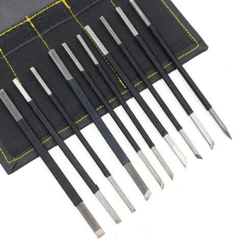 Outil de Sculpture sur Pierre Ligne Noire en Acier au Carbone Haute Ensemble de l'outil de Gravure,10PCS
