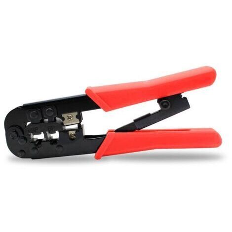 Outil de sertissage multifonctionnel pour connexions de câbles réseau avec poignées ergonomiques en caoutchouc rouge