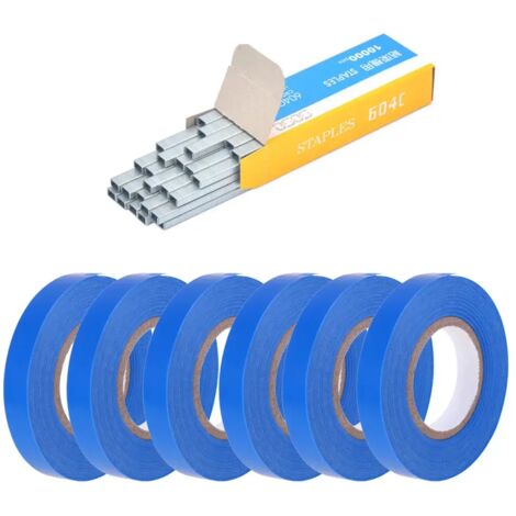 Outil de taille pour plantes - Accessoires pour machine à attacher les plants : 10 rouleaux de ruban + 1 boîte de clous pour la taille des légumes, des vignes et des tomates - Outil de jardinage 0655