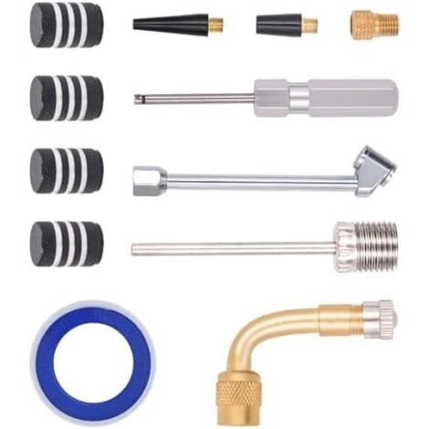 Outil de tige valve  Kit d'outils remplacement rapide, outils réparation pneus, outil noyau avec poignée antidérapante, pour petites remorques, voitures, camions légers -