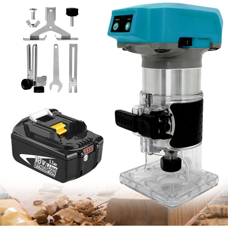 Teetok - Outil de toupie électrique sans fil compatible avec la batterie Makita 18 v, coupe-bordures sans balais, coupe-bordures professionnelles