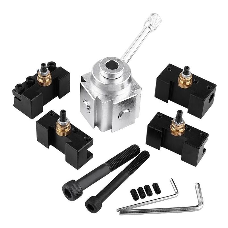 Outil de Tournage Changement Rapide Porte-outil de Tour en Acier pour Tours, Perceuses Tour a Metaux