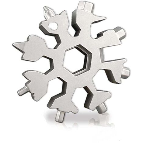 Outil de tournevis multifonction 18 en 1 en acier inoxydable pour flocon de neige (blanc) 1 pcs