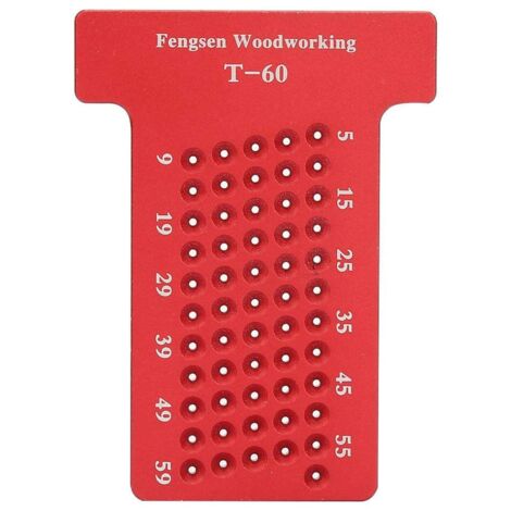 Outil de Traçage de Trou de Règle de Type T Jauge de Positionnement de Grattoir à Bois Jauge Croisée Marquage en Alliage D'aluminium Outil de Mesure à Main(rouge)