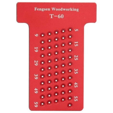 Outil de Traçage de Trou de Règle de Type T Jauge de Positionnement de Grattoir à Bois Jauge Croisée Marquage en Alliage D'aluminium Outil de Mesure à Main(rouge)