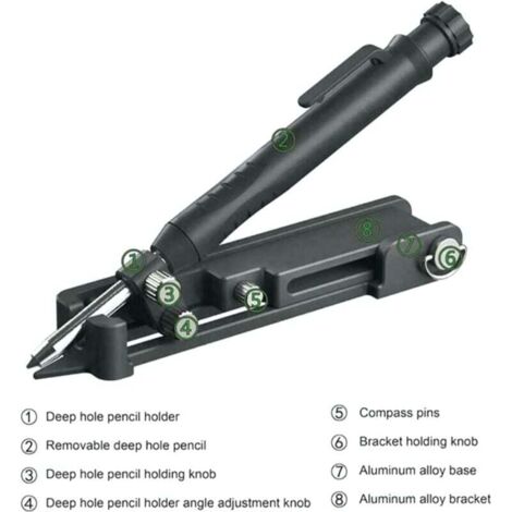 Outil de Traçage Multifonction en Alliage d'Aluminium Flexible Antirouille pour Construction Noir