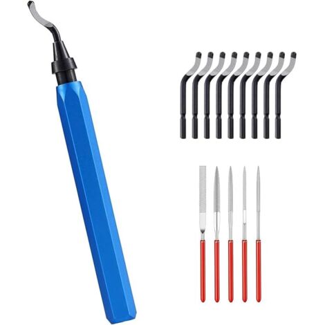 Outil D'Ébavurage, D'ébavurage, Ebavureur Metal, Stylo Ébavurage Avec 10 Pièce Rotatif Deburr Lames et 5 Limes Diamantées