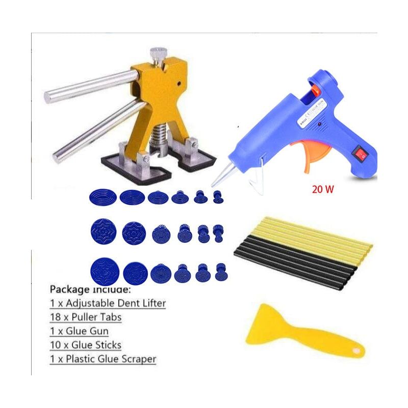 Shmshng - Outil Débosselage sans Peinture Kit Débosselage Carrosserie avec Pistolet à Colle,Doré Dent Extracteur,pour Voiture,Réfrigérateur,Moto