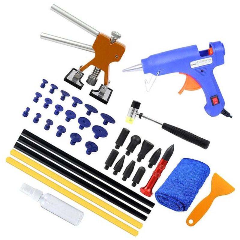 Outil Débosselage sans Peinture Kit Débosselage Carrosserie avec Pistolet à Colle,Doré Dent Extracteur,pour Voiture,Réfrigérateur,Moto