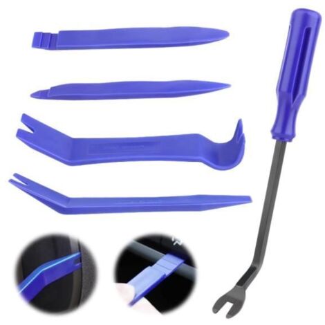 Outil Demontage Garniture Voiture, 5Pcs Outils Plastique Dur, Professionnel Voiture Démontage Installation Outil Kit - Bleu