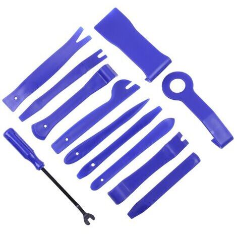 Outil demontage garniture,Kit d'outils de montage et de démontage pour l'intérieur de la voiture - pour la radio, la stéréo, l'intérieur du tableau de bord (12 pièces - bleu)