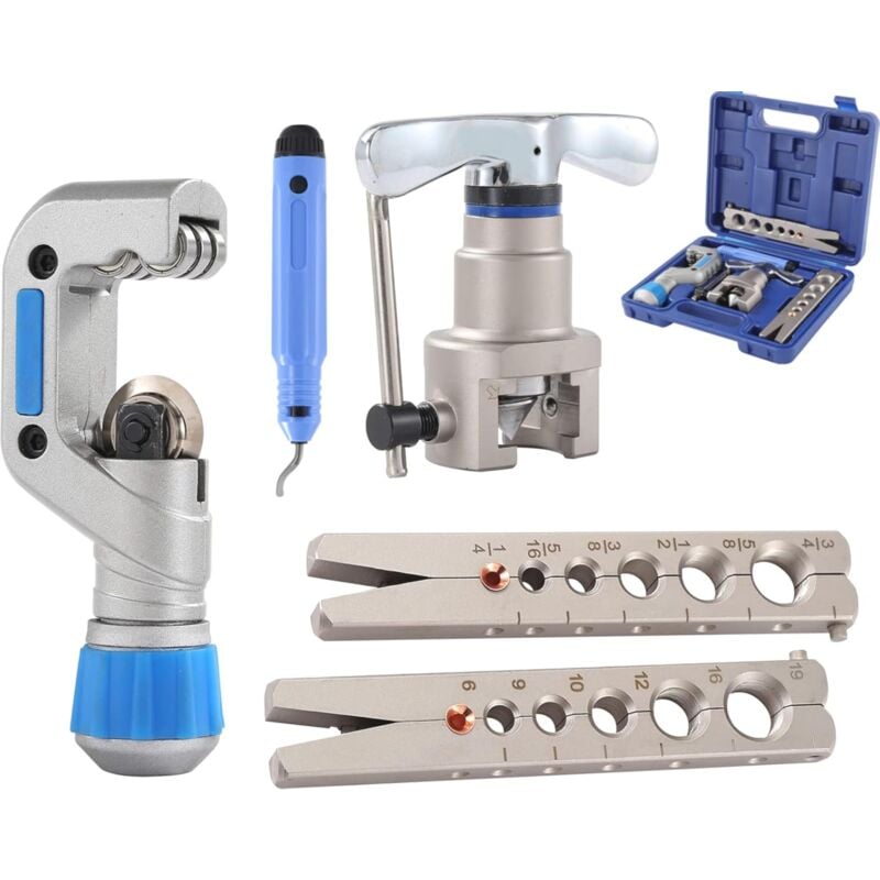 Outil d'évasement Excentrique à 45 Degrés, Kit de Coupe-Tube Outil d'Évasement de Tuyau pour Tube en Cuivre Laiton Plastique Aluminium