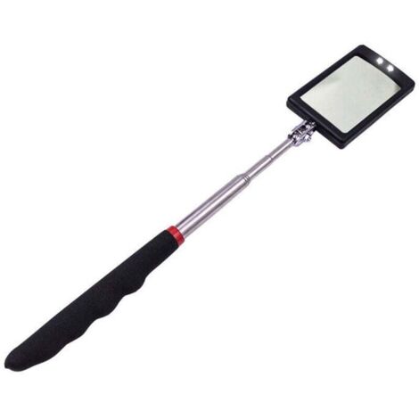 Outil d'extension pivotant rectangulaire télescopique de Miroir d'inspection prolongeant 360 degrés tournant avec 2 lumière Lumineuse supplémentaire de LED