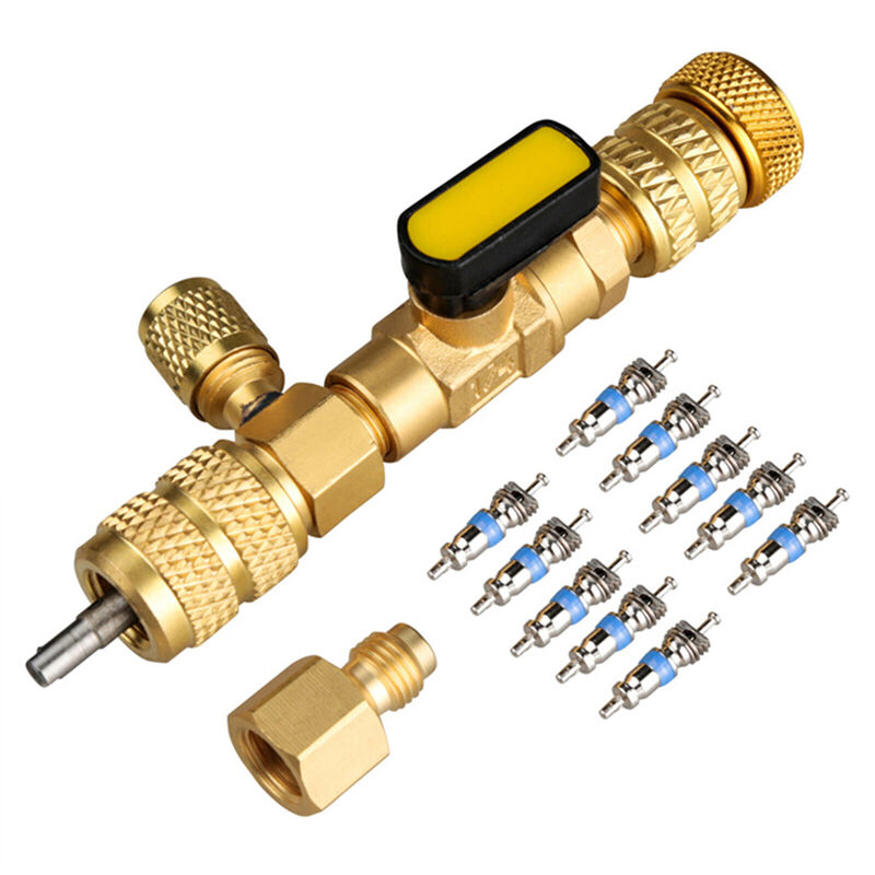 Asupermall - Outil D'Installation De Dissolvant De Noyau De Valve Hvac Double Port 1/4 '' Et 5/16 '' Avec 10 Noyaux, Or