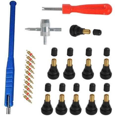 Outil d'installation de valve de pneu sans chambre à air de pneu de voiture Clé à noyau de valve Extracteur de valve 23pcs