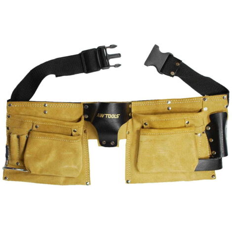Outil du menuisier awtools aw30600 11 poches cuir suédé