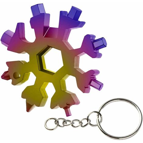 Outil Flocon Neige Outil, LangRay 18 en 1 en acier inoxydable multi-fonction combinaison d'outil, portatif Porte-clés Tournevis Ouvre Bouteille (Couleur)