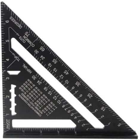 Outil Mesure Bois Speed Square, Équerre de Menuisier en alliage d'aluminium, Haute Précision, Outil Multifonction Pour Traçage Guidage Menuiserie Bois, 7 Pouces Métrique