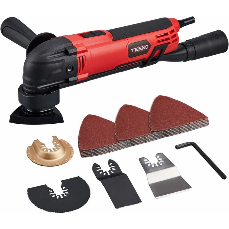 Outil multifonctions Oscillant 300W, avec 38 accessoires, 15000-23000 tr/min, Outil oscillant avec angle d'oscillation de 3° - Teeno