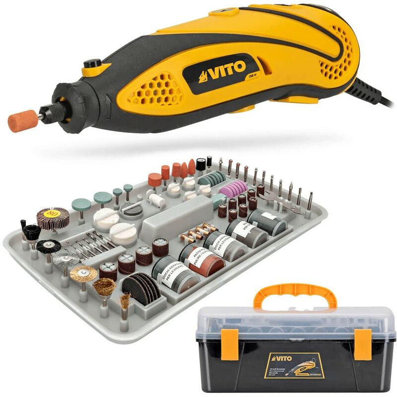Outil Micro Précision 218 accessoires + Rallonge Souple 135W Polyvalent 6 vitesses de travail vito